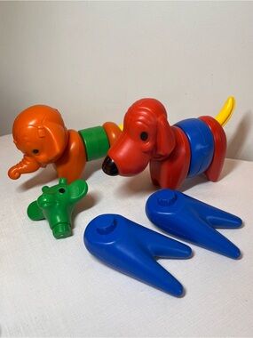 Vintage TUPPERWARE TOYS. Dog. Giraffe elephant.